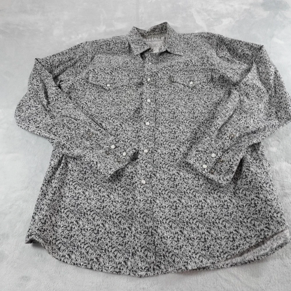 Cinch Pearl Snap Western Shirt Mens M Black Floral Paisley Modern Fit MTW1303036